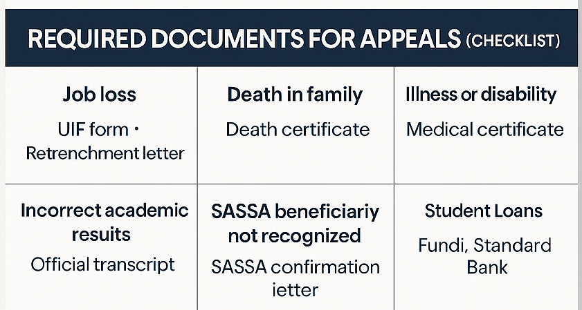 required documents for appeals